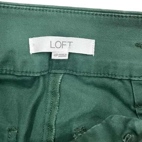 LOFT Green Belted Straight Leg Pants in Twill 4P - Picture 5 of 5